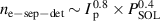 $n_{\mathrm{e-sep-det}} \sim I\,{_\mathrm p^{0.8}}\times P_{\mathrm{SOL}}^ {0.4}$