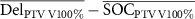 $\overline {{\text{De}}{{\text{l}}_{{\text{PTV V100}}\% }}} - \overline {{\text{SO}}{{\text{C}}_{{\text{PTV V100}}\% }}} $