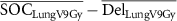 $\overline {{\text{SO}}{{\text{C}}_{{\text{LungV9Gy}}}}} - \overline {{\text{De}}{{\text{l}}_{{\text{LungV9Gy}}}}} $