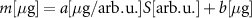 $m [\mu\mathrm] = a [\mu\mathrm/\mathrm]S[\mathrm] + b [\mu\mathrm]$