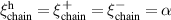 $\xi_{\mathrm{chain}}^{\mathrm{h}} = \xi_{\mathrm{chain}}^+ = \xi_{\mathrm{chain}}^- = \alpha $