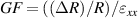 $GF = ((\Delta R)/R)/\varepsilon_{xx}$