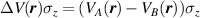 $\Delta V(\boldsymbol{r})\sigma_z = (V_A(\boldsymbol{r})-V_B(\boldsymbol{r}))\sigma_z$