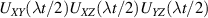 $U_{XY}(\lambda t/2)U_{XZ}(\lambda t/2)U_{YZ}(\lambda t/2)$