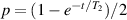$p = (1-e^{-t/T_2})/2$
