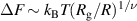 $\Delta F \sim {k_{\text{B}}}T{({R_{\text{g}}}/R)^{1/\nu }}$