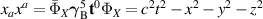 $x_ax^a = \bar{\Phi}_X\boldsymbol{\gamma}_\mathrm{B}^5\mathbf{t}^0\Phi_X = c^2t^2-x^2-y^2-z^2$
