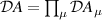 $\mathcal{D}A = \prod_\mu\mathcal{D}A_\mu$
