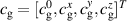 $c_\mathrm{g} = [c_\mathrm{g}^0,c_\mathrm{g}^x,c_\mathrm{g}^y,c_\mathrm{g}^z]^T$