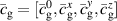 $\bar{c}_\mathrm{g} = [\bar{c}_\mathrm{g}^0,\bar{c}_\mathrm{g}^x,\bar{c}_\mathrm{g}^y,\bar{c}_\mathrm{g}^z]$