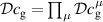 $\mathcal{D}c_\mathrm{g} = \prod_\mu\mathcal{D}c_\mathrm{g}^\mu$
