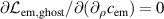 $\partial\mathcal{L}_\mathrm{em,ghost}/\partial(\partial_\rho c_\mathrm{em}) = 0$