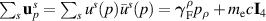 $\sum_s\mathbf{u}_p^s = \sum_s u^s(p)\bar{u}^s(p) = \boldsymbol{\gamma}_\mathrm{F}^\rho p_\rho+m_\mathrm{e}c\mathbf{I}_4$