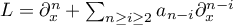 $L=\partial^n_x+\sum_{n\geq i\geq 2} a_{n-i}\partial_x^{n-i}$