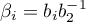 $\beta_i=b_ib_2^{-1}$