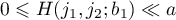 $0\leqslant H(j_1,j_2;b_1)\ll a$
