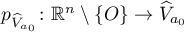 $p_{\widehat{V}_{a_0}}\colon\mathbb{R}^n\setminus \{O\}\to \widehat{V}_{a_0}$