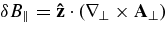 $\delta B_\parallel = {\bf\hat{z}}\cdot \left({\bm\nabla}_{\perp }\times {\bf A}_\perp \right)$