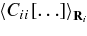 $\left<C_{ii}[\dots ]\right>_{{\bf R}_i}$