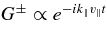 $G^\pm \propto e^{-ik_{\parallel }v_\parallel t}$