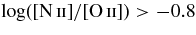 $\log ([\hbox{N}\,\mathsc {ii}]/[\hbox{O}\,\mathsc {ii}])>-0.8$
