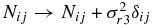 $N_{ij}\rightarrow N_{ij}+\sigma ^2_{r3}\delta _{ij}$