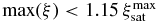 $\max (\xi) < 1.15\, \xi ^{{\rm max}}_{{\rm sat}}$