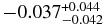 $-0.037^{+ 0.044}_{- 0.042}$