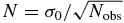 $N = \sigma _0/\sqrt{N_{{\rm obs}}}$