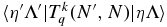 $\langle {\eta ^{\prime} \Lambda ^{\prime} | {T_q^k ({N^{\prime},N})} |\eta \Lambda } \rangle$