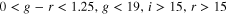 $0\lt g-r\lt 1.25,g\lt 19,i\gt 15,r\gt 15$