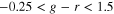 $-0.25\lt g-r\lt 1.5$