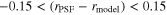 $-0.15\lt ({r}_{\mathrm{PSF}}-{r}_{\mathrm{model}})\lt 0.15$