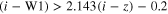 $(i-{\rm{W}}1)\gt 2.143(i-z)-0.2$
