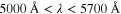 $5000\mathring{\rm{A}}\lt \lambda \lt 5700\mathring{\rm{A}}$