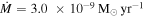 $\dot{M}=3.0\;\times {10}^{-9}\;{{\rm{M}}}_{\odot }\;{\mathrm{yr}}^{-1}$