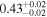 ${0.43}_{-0.02}^{+0.02}$