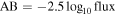 $\mathrm{AB}=-2.5{\mathrm{log}}_{10}\mathrm{flux}$