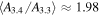 $\langle {A}_{3.4}/{A}_{3.3}\rangle \approx 1.98$