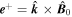 ${{\boldsymbol{e}}}^{+}=\hat{{\boldsymbol{k}}}\times {\hat{{\boldsymbol{B}}}}_{0}$