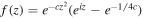 $f(z)={e}^{-{{cz}}^{2}}({e}^{{iz}}-{e}^{-1/4c})$