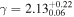 $\gamma ={2.13}_{0.06}^{+0.22}$