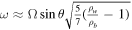 $\omega \approx {\rm{\Omega }}\sin \theta \sqrt{\tfrac{5}{7}(\tfrac{{\rho }_{w}}{{\rho }_{b}}-1)}$