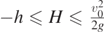 $-h{\leqslant}H{\leqslant}\frac{{v}_{0}^{2}}{2g}$