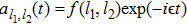 ${a}_{{l}_{1},{l}_{2}}(t)=f({l}_{1},{l}_{2})\exp (-i\epsilon t)$
