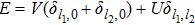 $E=V({\delta }_{{l}_{1},0}+{\delta }_{{l}_{2},0})+U{\delta }_{{l}_{1},{l}_{2}}$