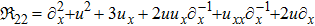 ${{\mathfrak{R}}}_{22}={\partial }_{x}^{2}+{u}^{2}+3{u}_{x}+2{{uu}}_{x}{\partial }_{x}^{-1}+{u}_{{xx}}{\partial }_{x}^{-1}+2u{\partial }_{x}$