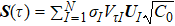 ${\boldsymbol{S}}(\tau )= \sum _{I=1}^{N}{\sigma }_{I}{V}_{\tau I}{{\boldsymbol{U}}}_{I}\sqrt{{C}_{0}}$