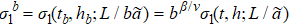 ${\sigma }_{1}^{b}={\sigma }_{1}({t}_{b},{h}_{b};L/b\mathop{a}\limits^{\sim })={b}^{\beta /\nu }{\sigma }_{1}(t,h;L/\mathop{a}\limits^{\sim })$
