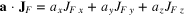 ${\bf a}\cdot {{{\bf J}}_{F}}={{a}_{x}}{{J}_{F\,x}}+{{a}_{y}}{{J}_{F\,y}}+{{a}_{z}}{{J}_{F\,z}}$